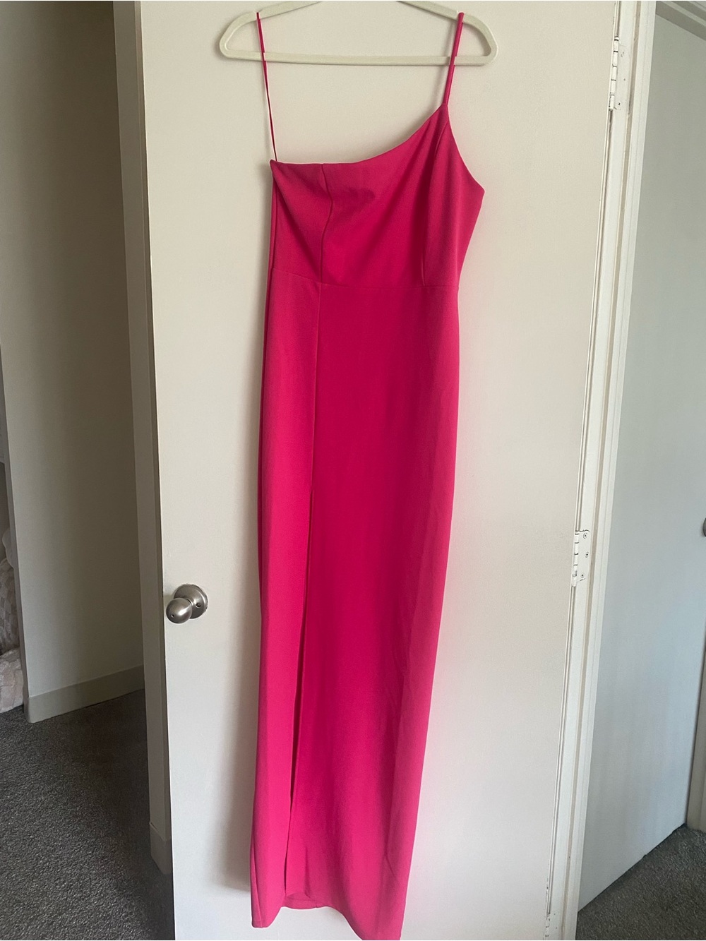 Maniju One Shoulder Hot Pink Maxi Dress - Size M